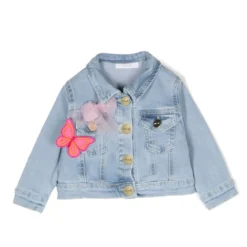 Børn Miss Grant Kids Denimjakke Med Blomsterdetalje
