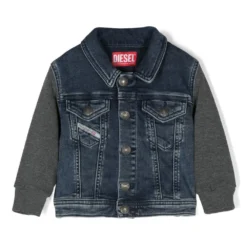 Børn Diesel Kids Denimjakke Med Logo Og Paneler