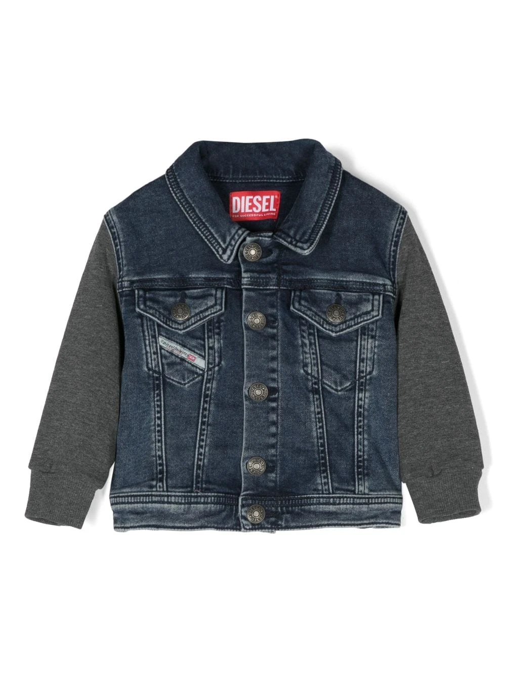 Børn Diesel Kids Denimjakke Med Logo Og Paneler 1 Børn Diesel Kids Denimjakke Med Logo Og Paneler