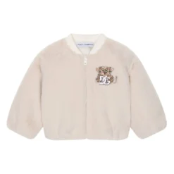 Børn Dolce & Gabbana Kids Jakke I Imiteret Pels Med Logomærke
