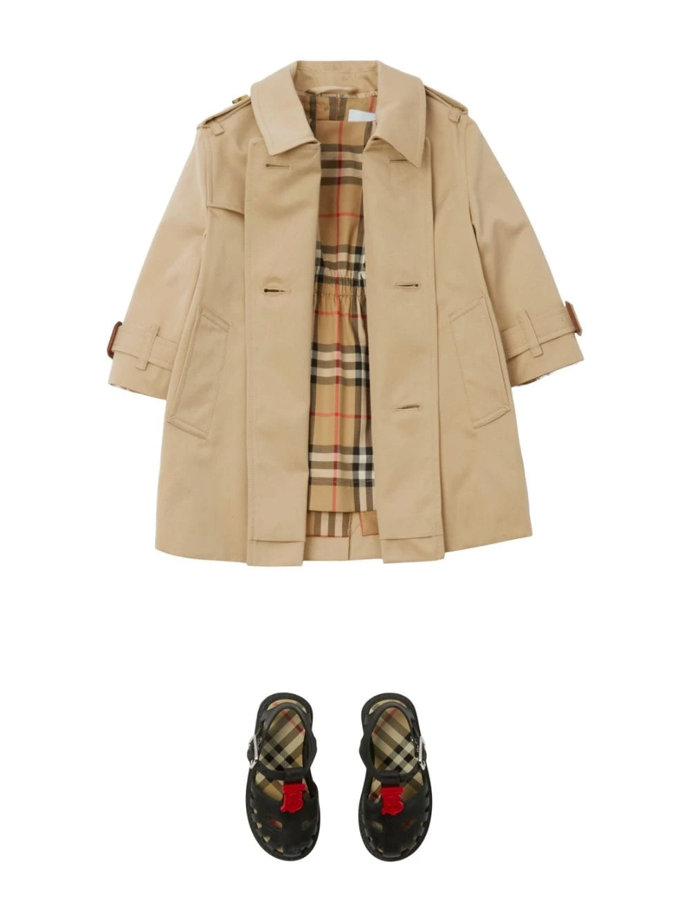 Børn Burberry Kids Trenchcoat I Gabardine Med Bælte 3 Børn Burberry Kids Trenchcoat I Gabardine Med Bælte - Image 3