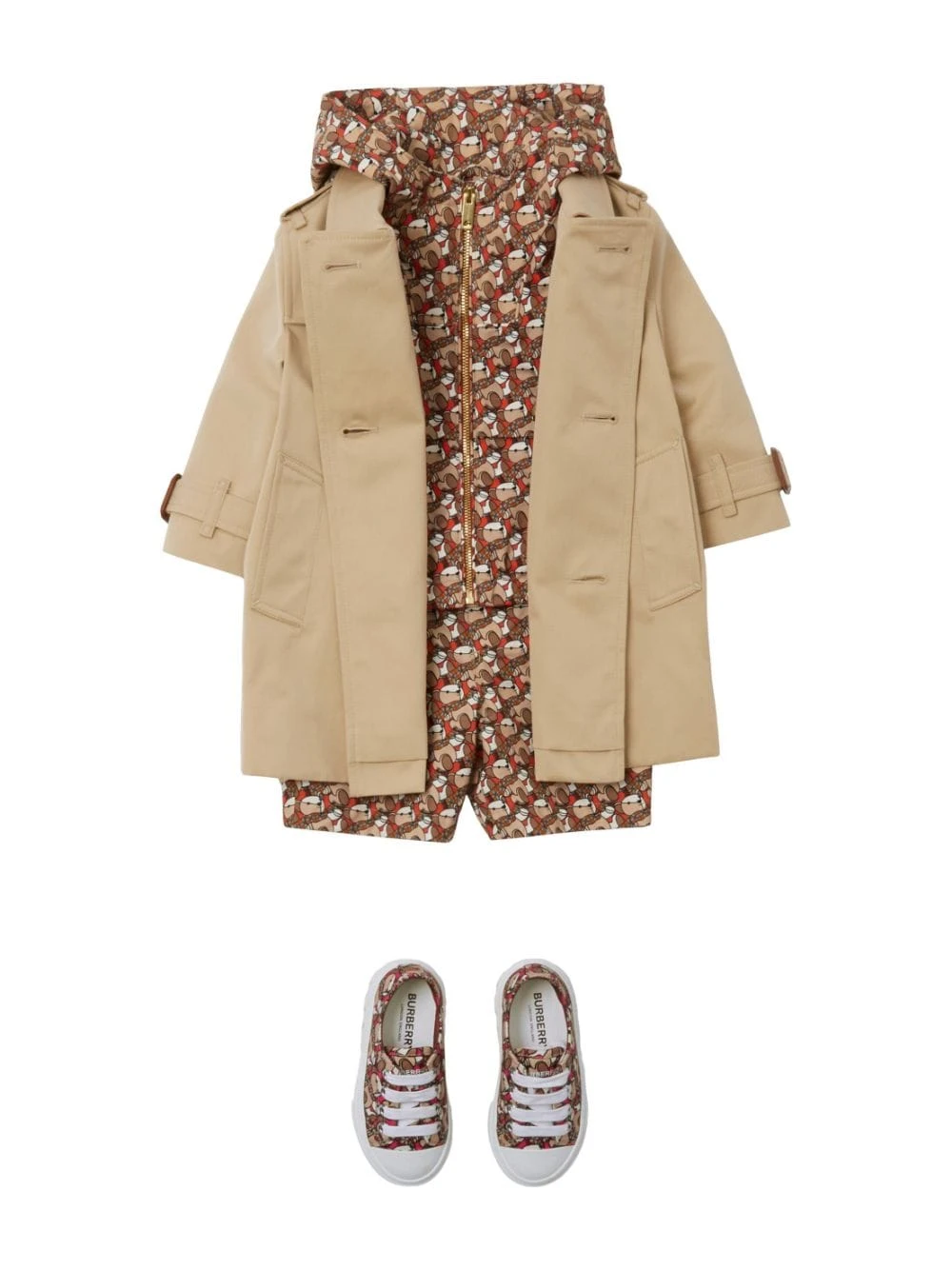 Børn Burberry Kids Trenchcoat I Gabardine Med Bælte 4 Børn Burberry Kids Trenchcoat I Gabardine Med Bælte - Image 4