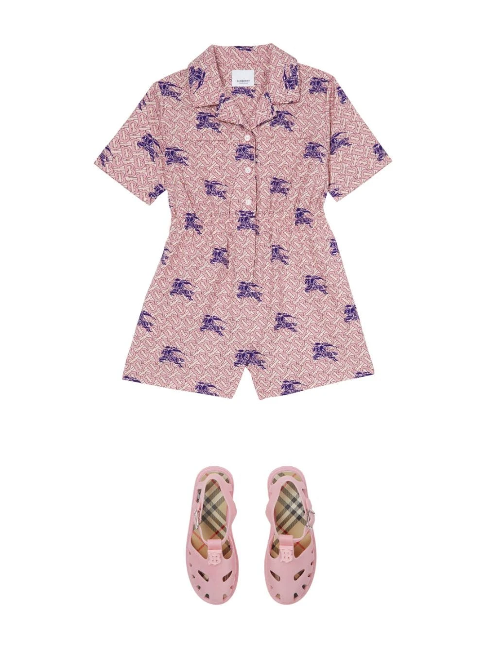 Børn Burberry Kids Playsuit Med Monogramtryk Og Knapper 3 Børn Burberry Kids Playsuit Med Monogramtryk Og Knapper - Image 3