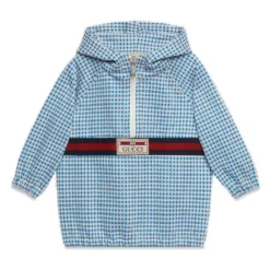 Børn Gucci Kids Gingham-ternet Jakke I Jersey Med Web-stribe