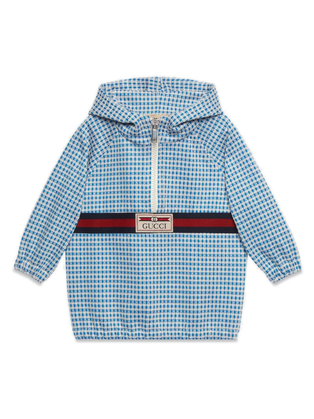 Børn Gucci Kids Gingham-ternet Jakke I Jersey Med Web-stribe 1 Børn Gucci Kids Gingham-ternet Jakke I Jersey Med Web-stribe