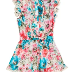 Børn ZIMMERMANN Kids Halcyon Playsuit Med Blomstertryk
