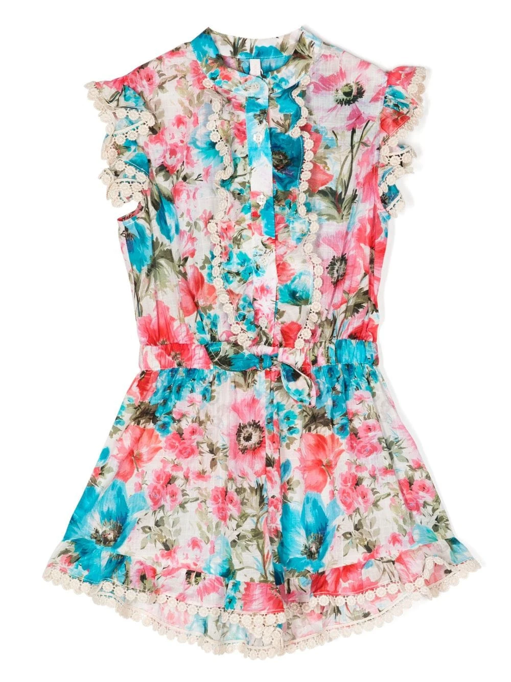 Børn ZIMMERMANN Kids Halcyon Playsuit Med Blomstertryk 1 Børn ZIMMERMANN Kids Halcyon Playsuit Med Blomstertryk