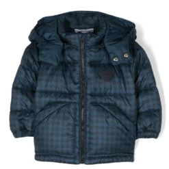 Børn Emporio Armani Kids Dynejakke Med Houndstooth-tryk