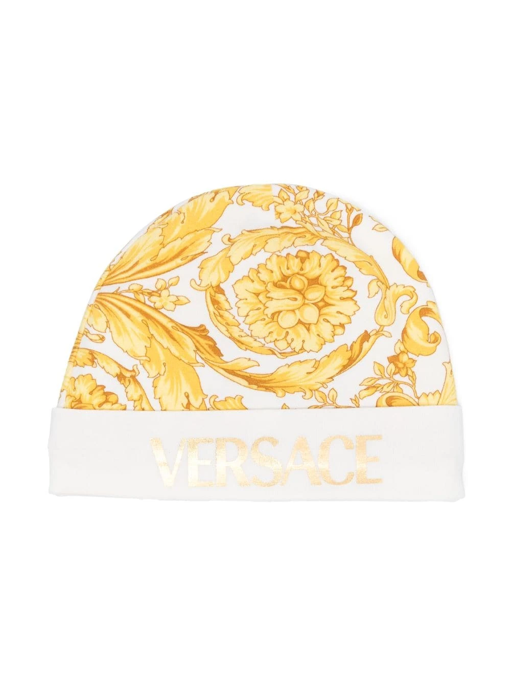 Børn Versace Kids Strikket Hue I Jersey Med Barocco-tryk 1 Børn Versace Kids Strikket Hue I Jersey Med Barocco-tryk